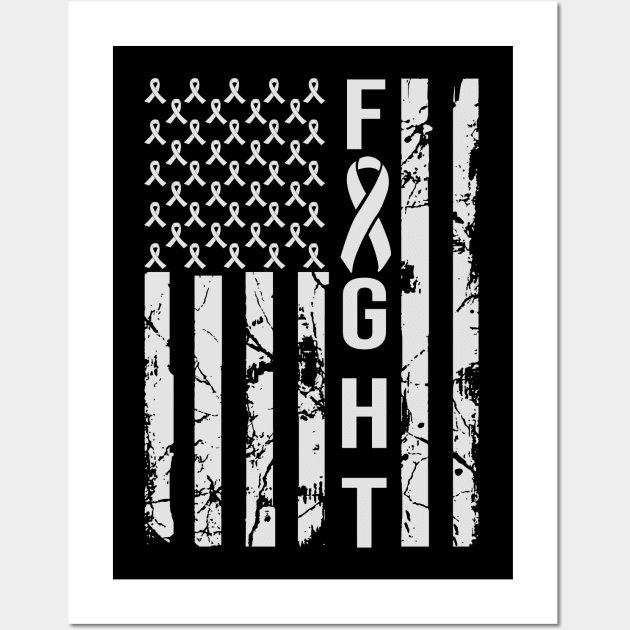 Lung Cancer Awareness American Flag Wall Art by busines_night